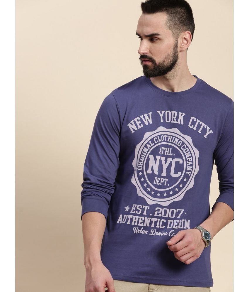     			Dillinger 100% Cotton Regular Fit Printed Full Sleeves Men's T-Shirt - Purple ( Pack of 1 )
