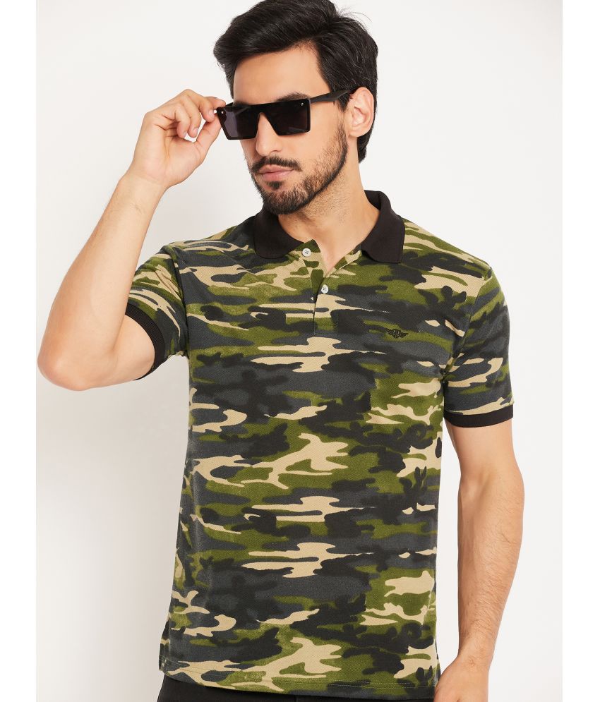     			GET GOLF Cotton Blend Regular Fit Printed Full Sleeves Men's Polo T Shirt - Olive Green ( Pack of 1 )