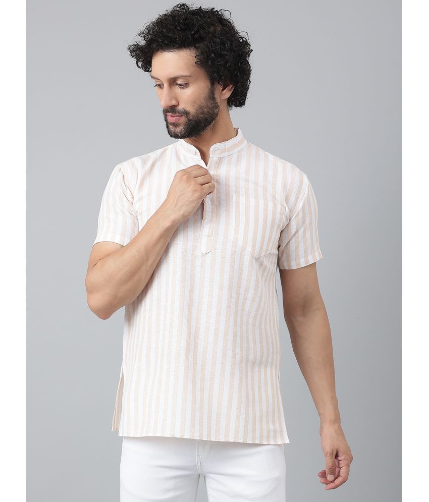     			KLOSET By RIAG - Beige Cotton Men's Shirt Style Kurta ( Pack of 1 )