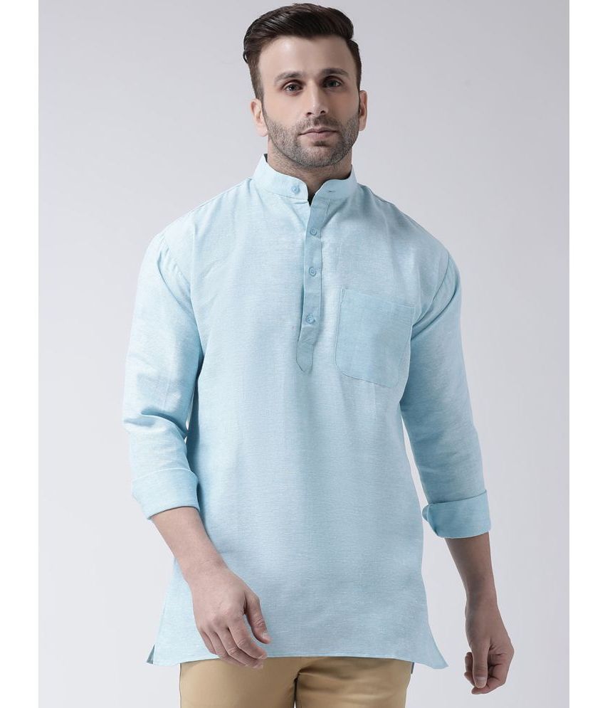     			KLOSET By RIAG - Light Blue Cotton Men's Shirt Style Kurta ( Pack of 1 )