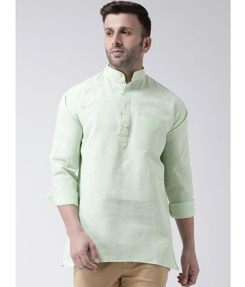     			KLOSET By RIAG - Light Green Cotton Men's Shirt Style Kurta ( Pack of 1 )