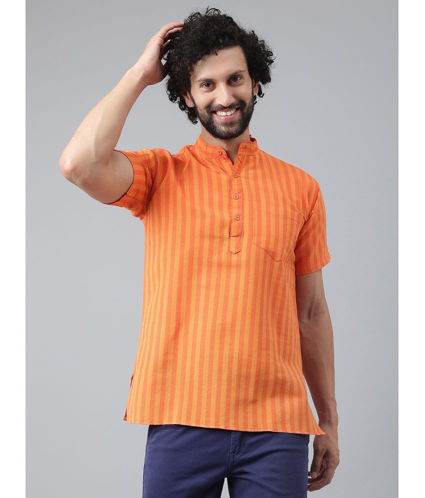     			KLOSET By RIAG - Orange Cotton Men's Shirt Style Kurta ( Pack of 1 )