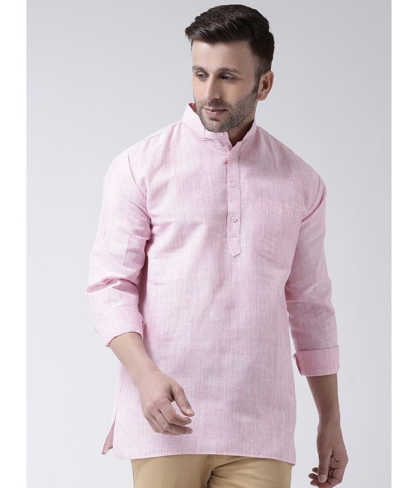     			KLOSET By RIAG - Pink Cotton Men's Shirt Style Kurta ( Pack of 1 )