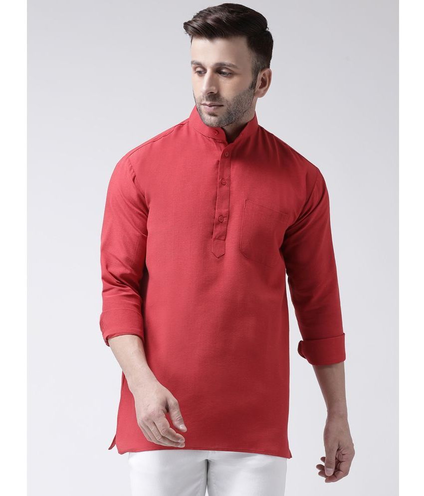     			KLOSET By RIAG - Red Cotton Men's Shirt Style Kurta ( Pack of 1 )