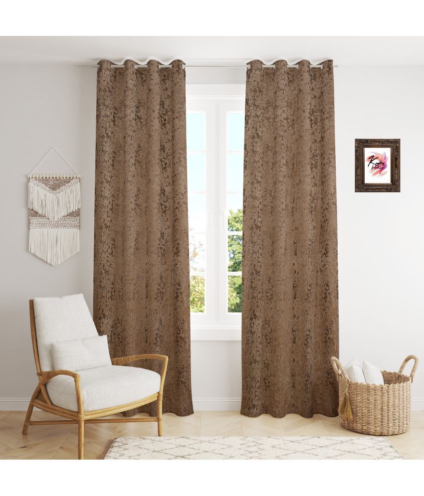     			Kraftiq Homes Abstract Blackout Eyelet Curtain 5 ft ( Pack of 2 ) - Brown