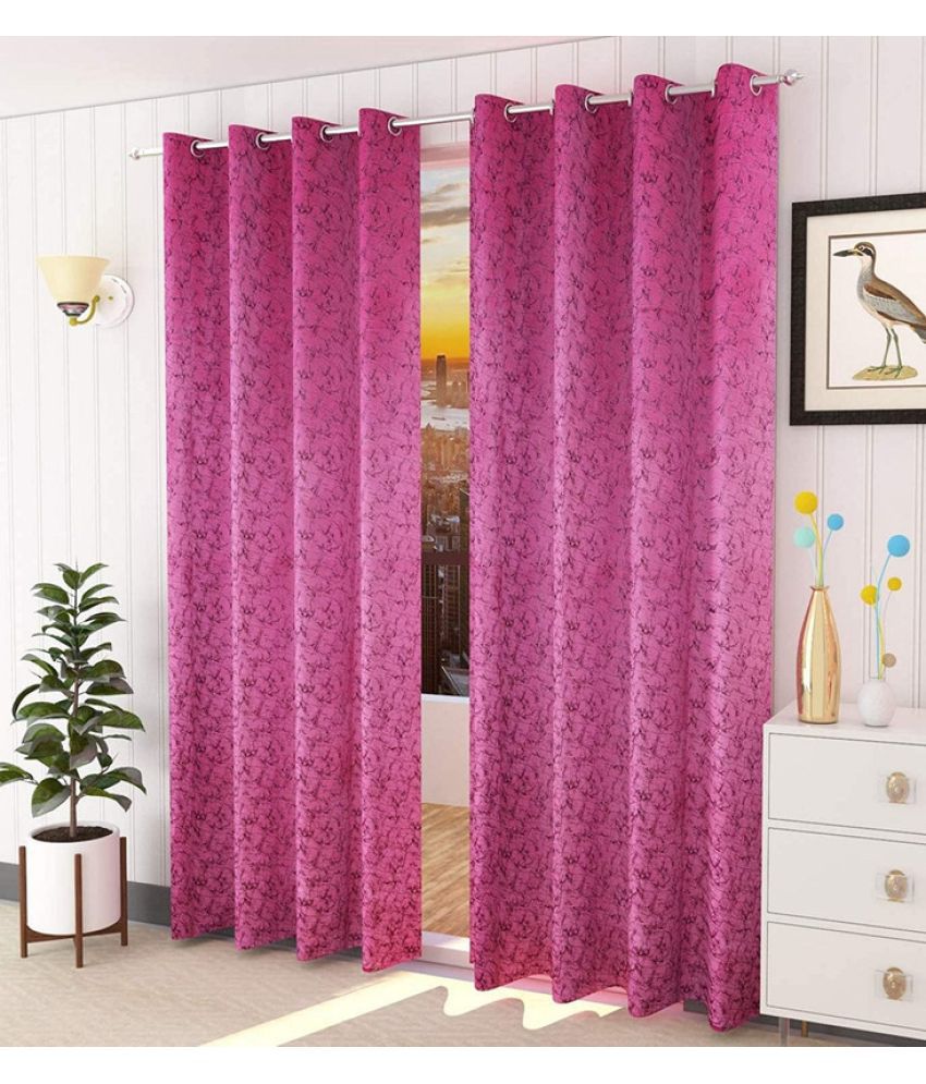     			Kraftiq Homes Abstract Blackout Eyelet Curtain 5 ft ( Pack of 2 ) - Pink
