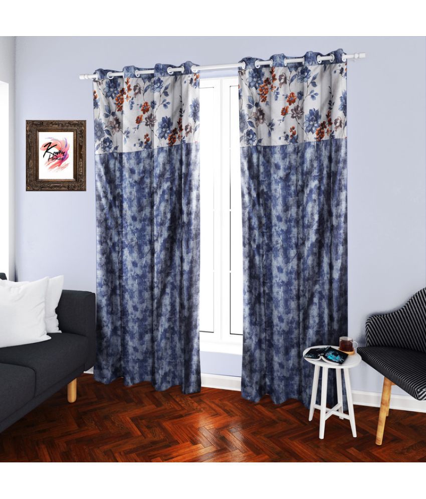     			Kraftiq Homes Floral Blackout Eyelet Curtain 5 ft ( Pack of 2 ) - Light Grey