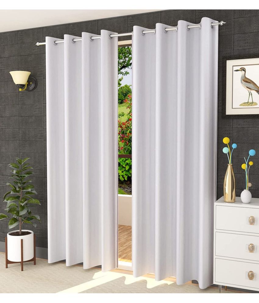     			Kraftiq Homes Solid Semi-Transparent Eyelet Curtain 5 ft ( Pack of 2 ) - White