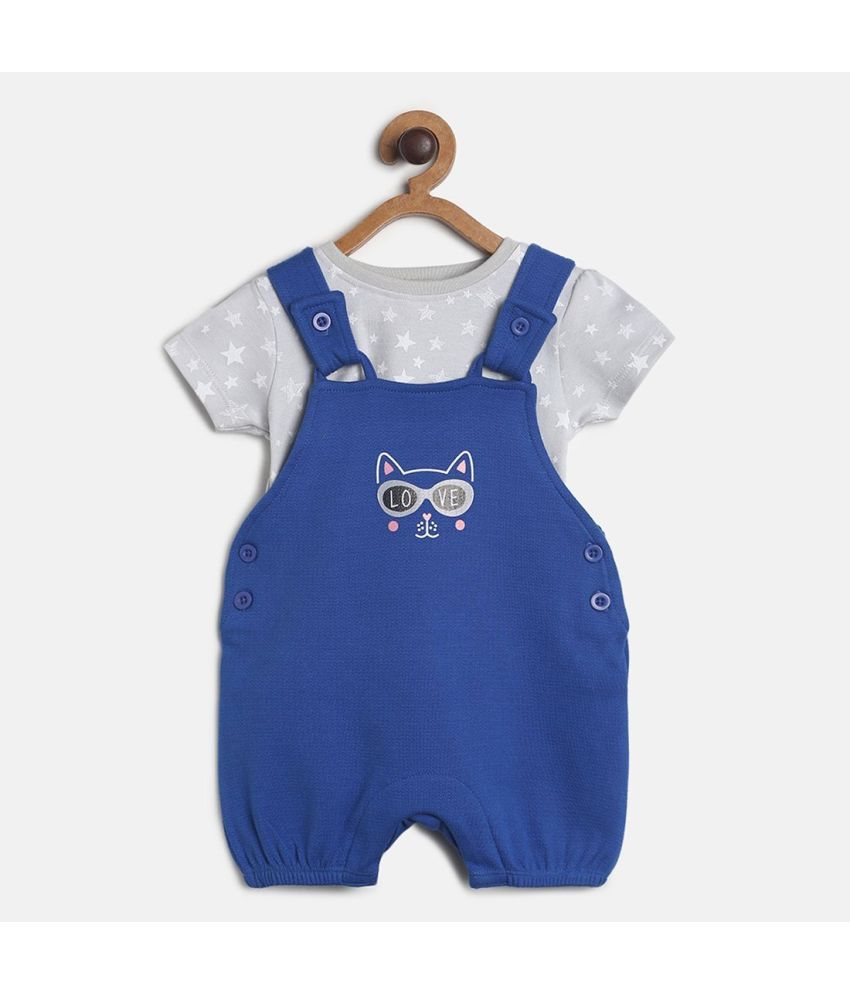     			MINI KLUB Blue Cotton Baby Girl Dungaree Sets ( Pack of 1 )