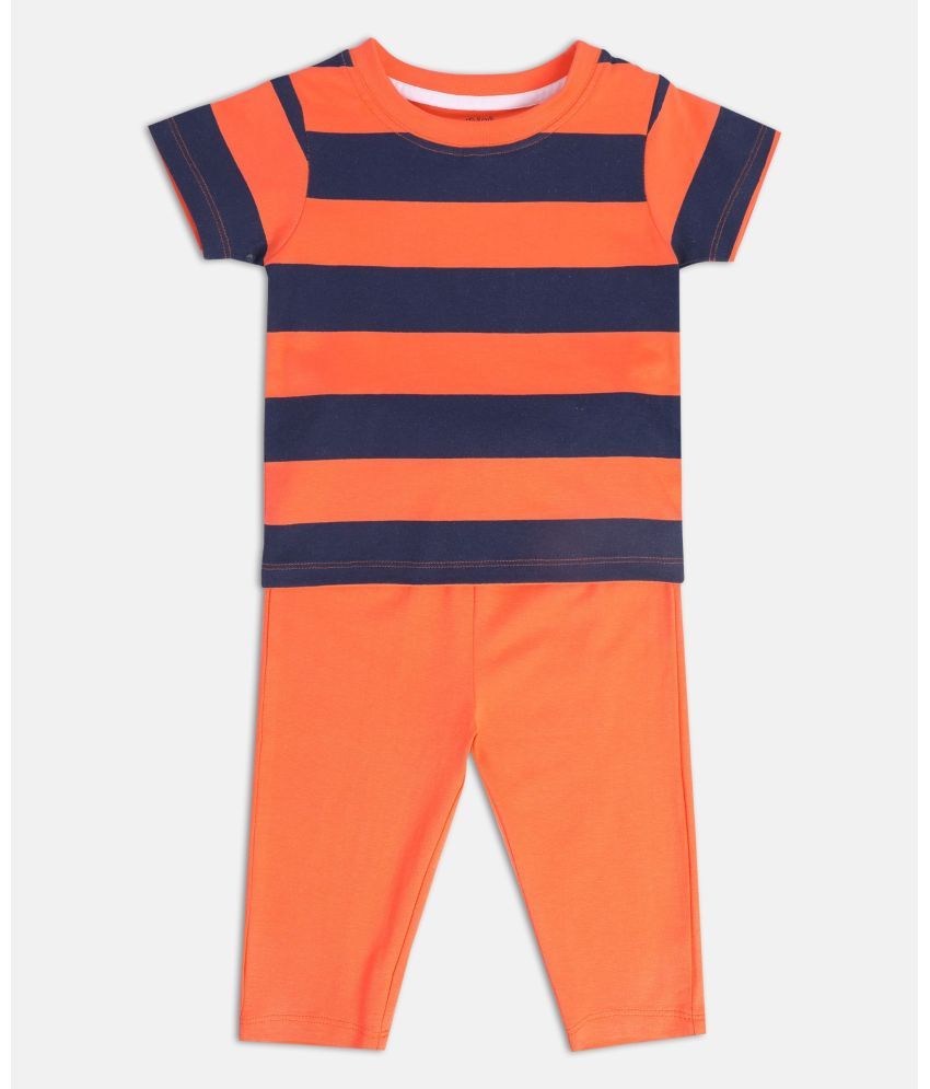     			MINI KLUB Orange Cotton Baby Boy T-Shirt & Trouser ( Pack of 1 )