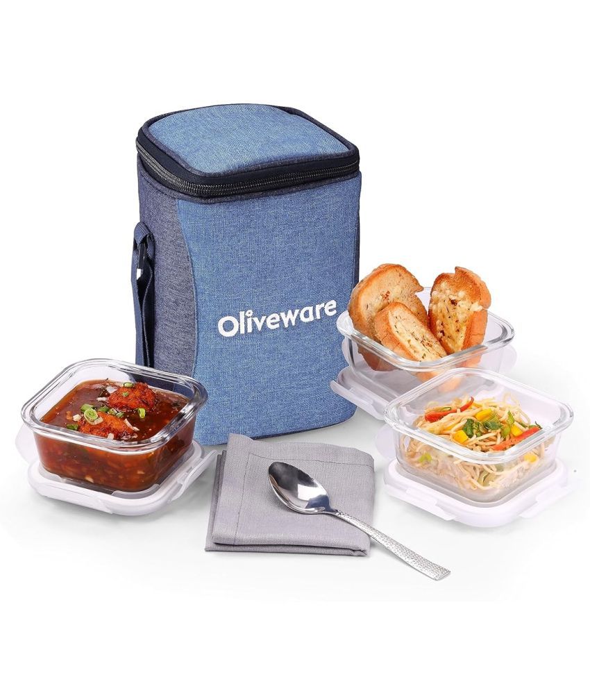    			Oliveware Glass Lunch Box 3 - Container ( Pack of 1 )