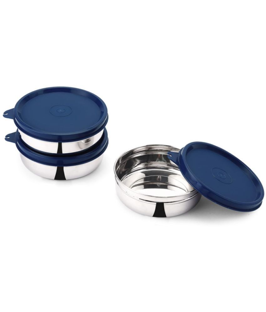     			Oliveware Steel Navy Blue Food Container ( Set of 3 )