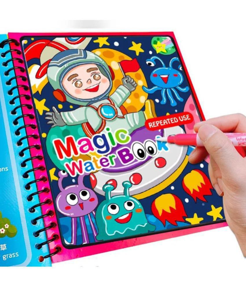     			Pack Of 2 Magic Water Quick Dry Book Water Coloring Book Doodle with Magic Pen Painting Board