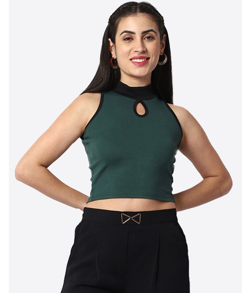     			Prettify Green Cotton Blend Women's Crop Top ( Pack of 1 )