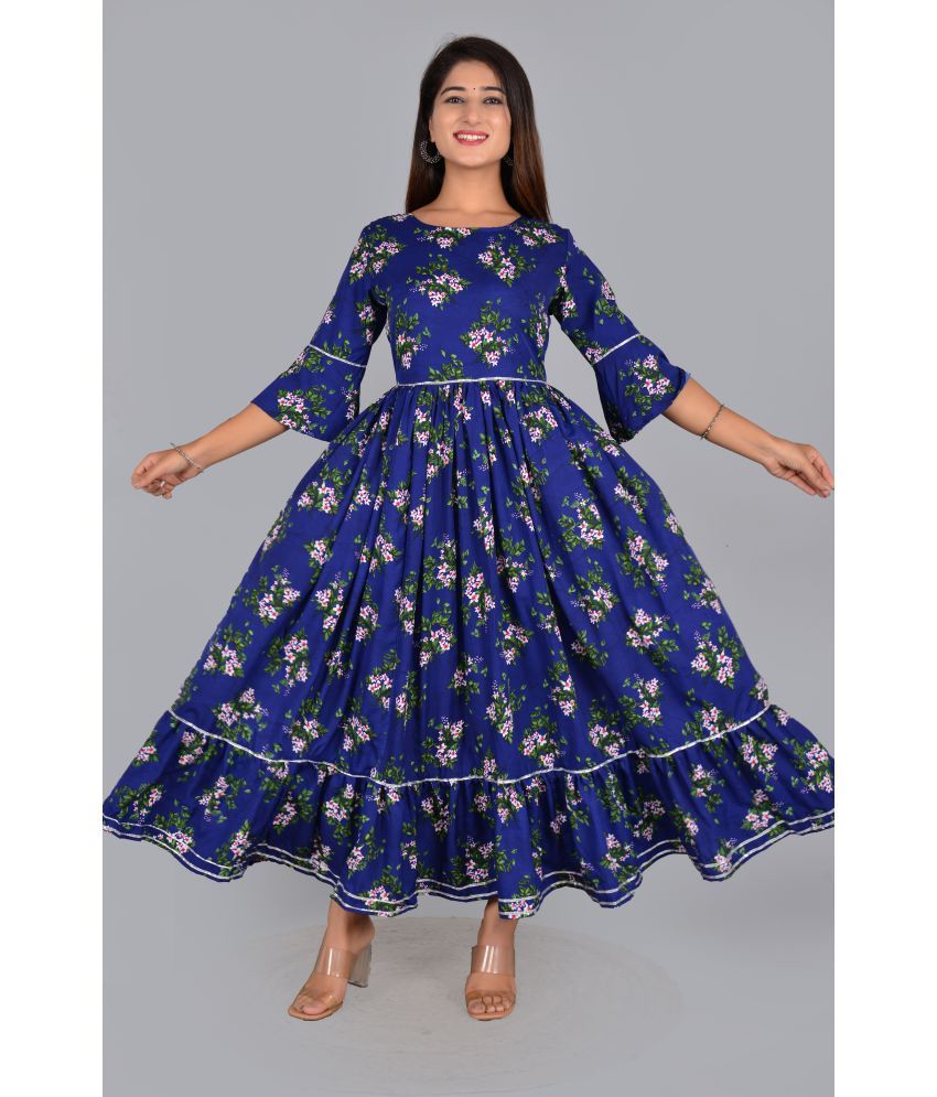     			Smien Rayon Self Design Anarkali Women's Kurti - Blue ( Pack of 1 )