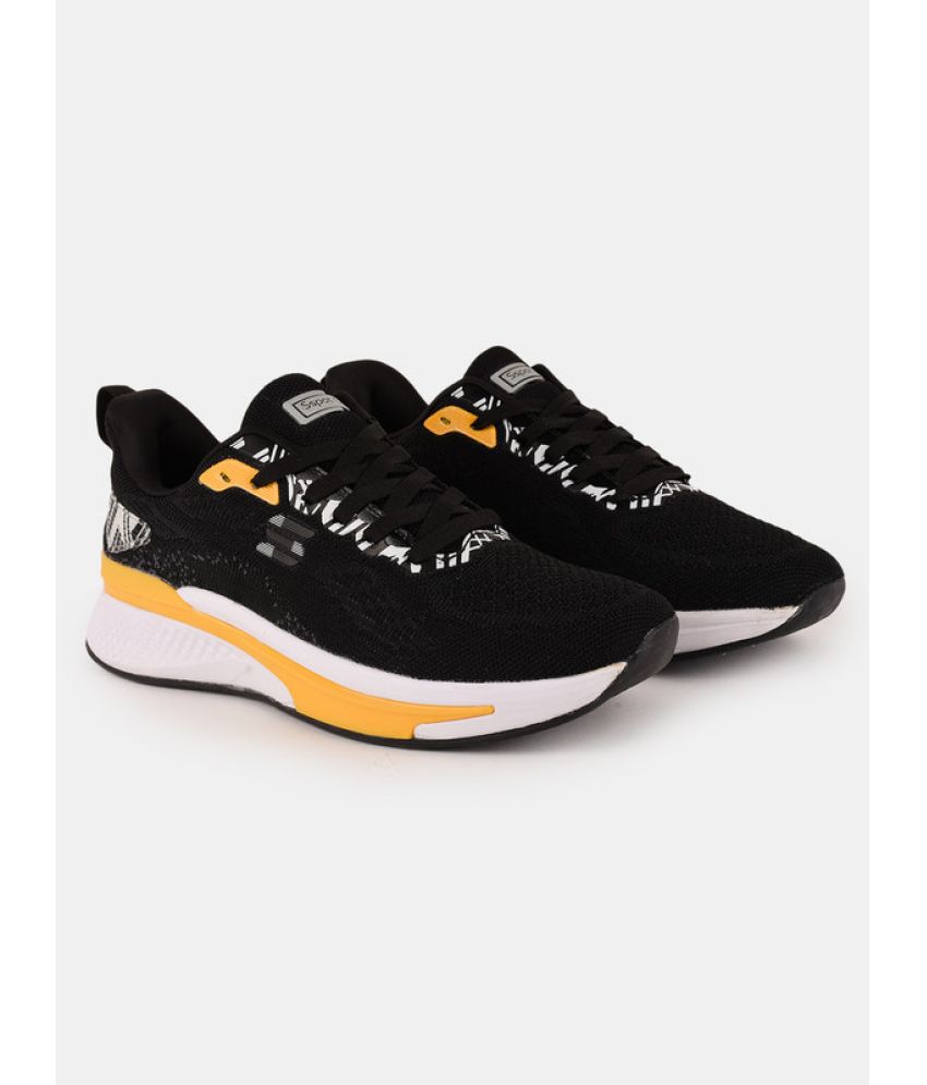     			Sspot On - JET Black Men's Sports Running Shoes