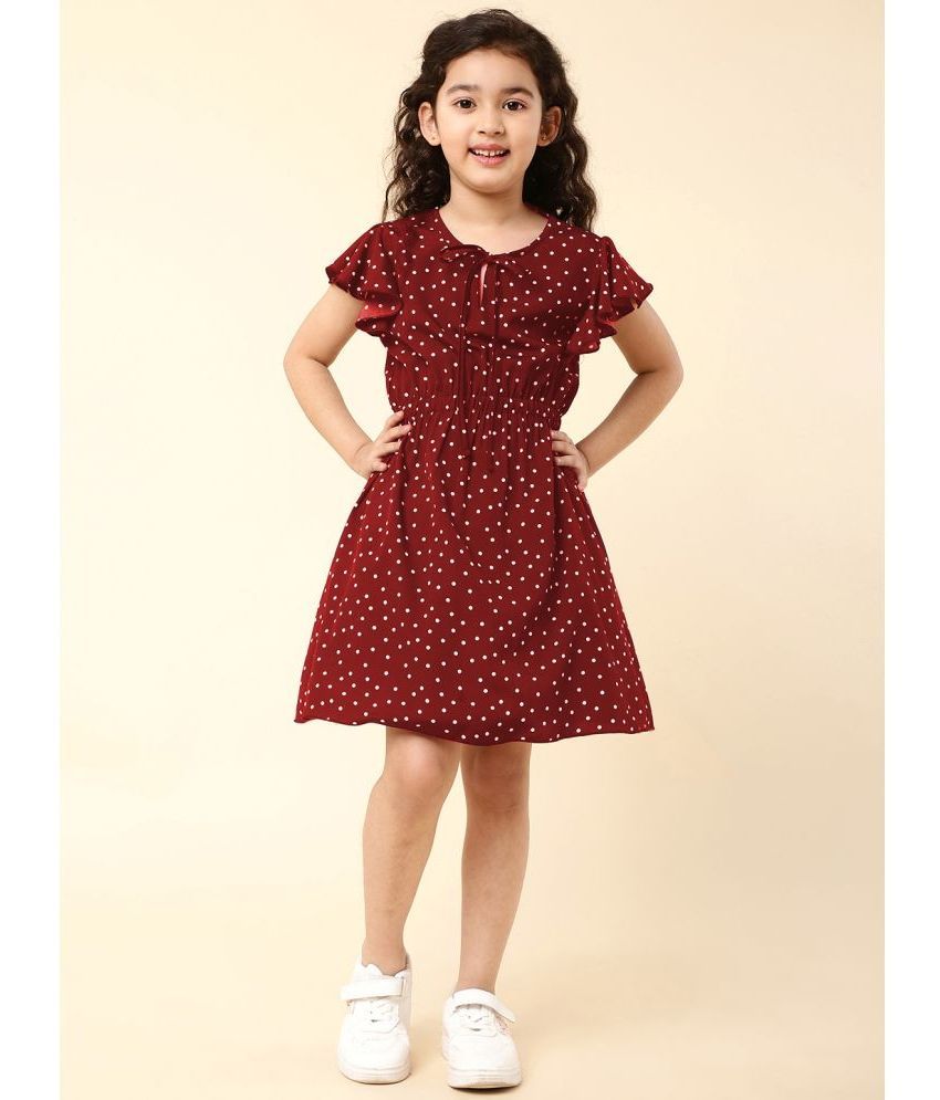     			A.T.U.N. Maroon Polyester Girls Frock ( Pack of 1 )