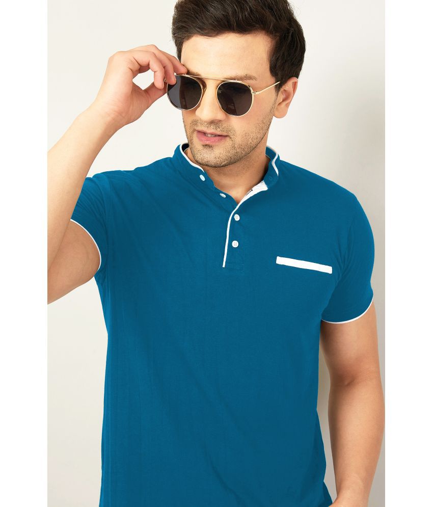     			AUSK Cotton Blend Regular Fit Solid Half Sleeves Men's T-Shirt - Teal Blue ( Pack of 1 )