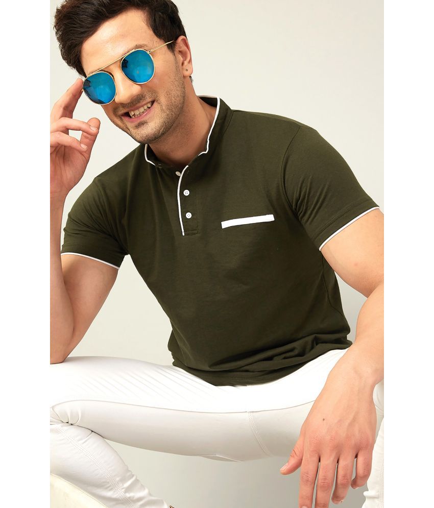     			GESPO Cotton Blend Regular Fit Solid Half Sleeves Men's T-Shirt - Green ( Pack of 1 )