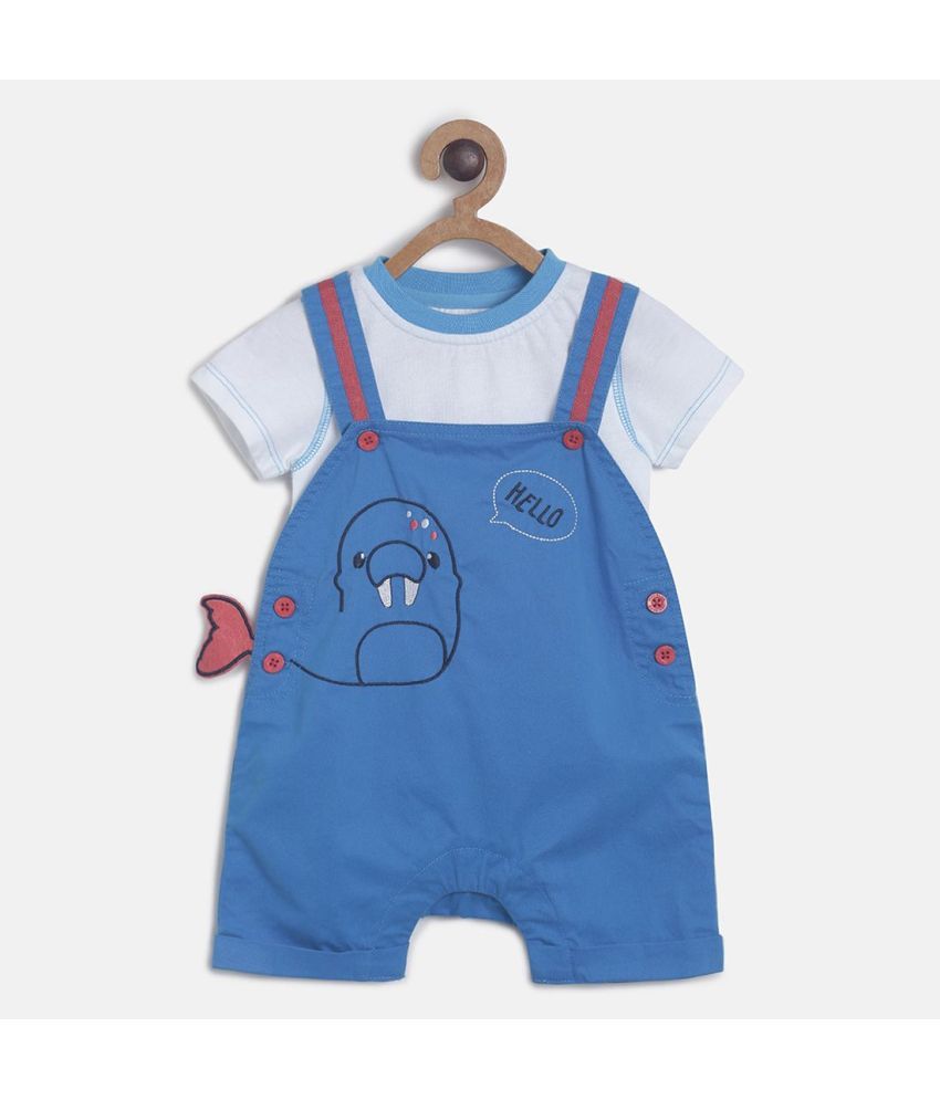     			MINI KLUB Blue Cotton Baby Boy Dungaree Sets ( Pack of 1 )