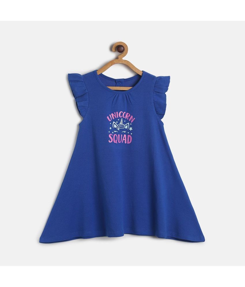     			MINI KLUB Blue Cotton Girls A-line Dress ( Pack of 1 )