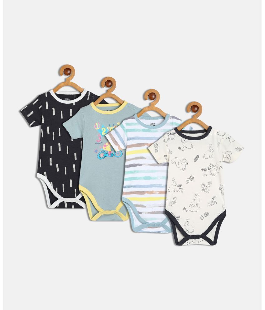     			MINI KLUB - Multicolor Cotton Bodysuit For Baby Boy ( Pack of 4 )