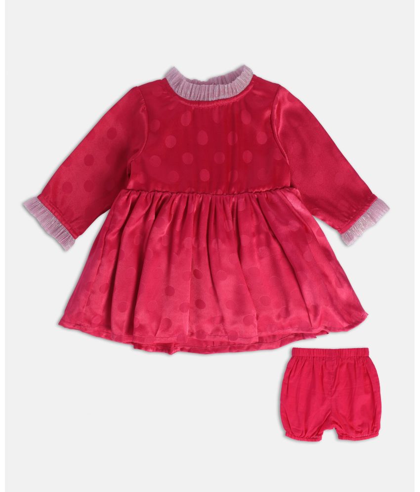     			MINI KLUB Red Cotton Baby Girl Frock ( Pack of 1 )