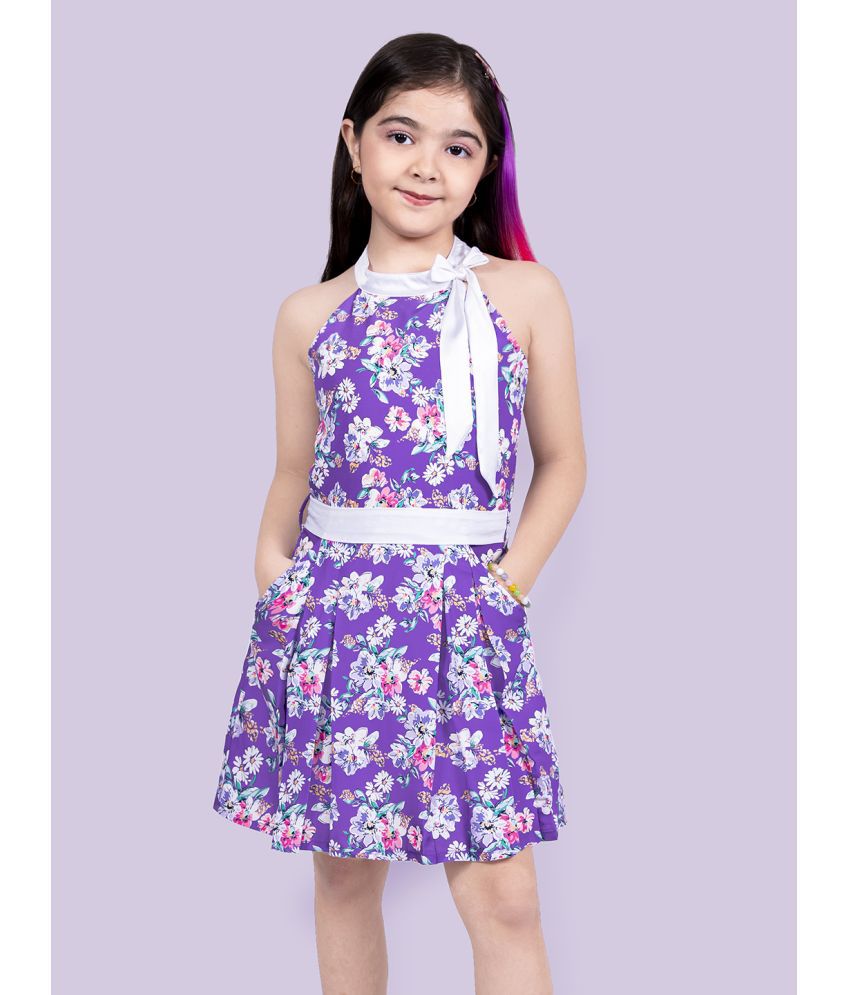     			Naughty Ninos Purple Polyester Girls Fit And Flare Dress ( Pack of 1 )