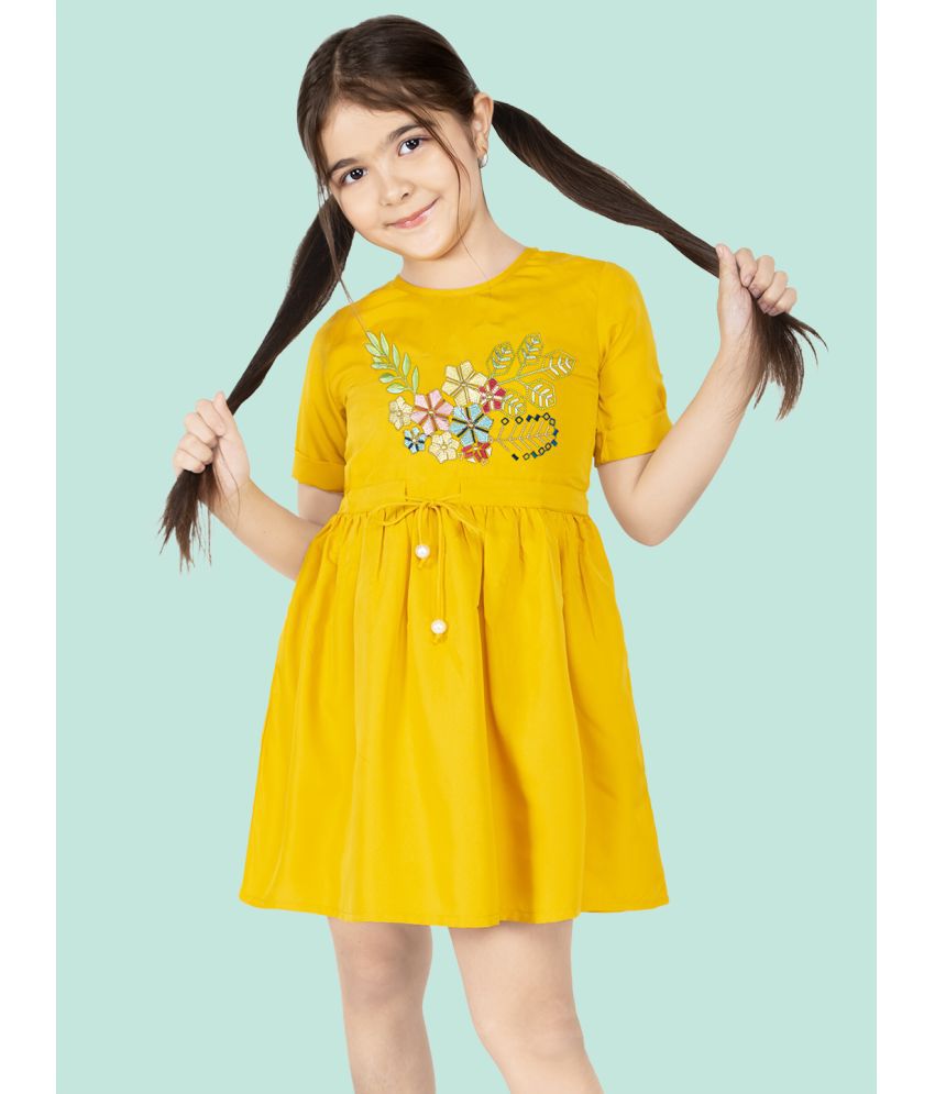     			Naughty Ninos Yellow Polyester Girls A-line Dress ( Pack of 1 )