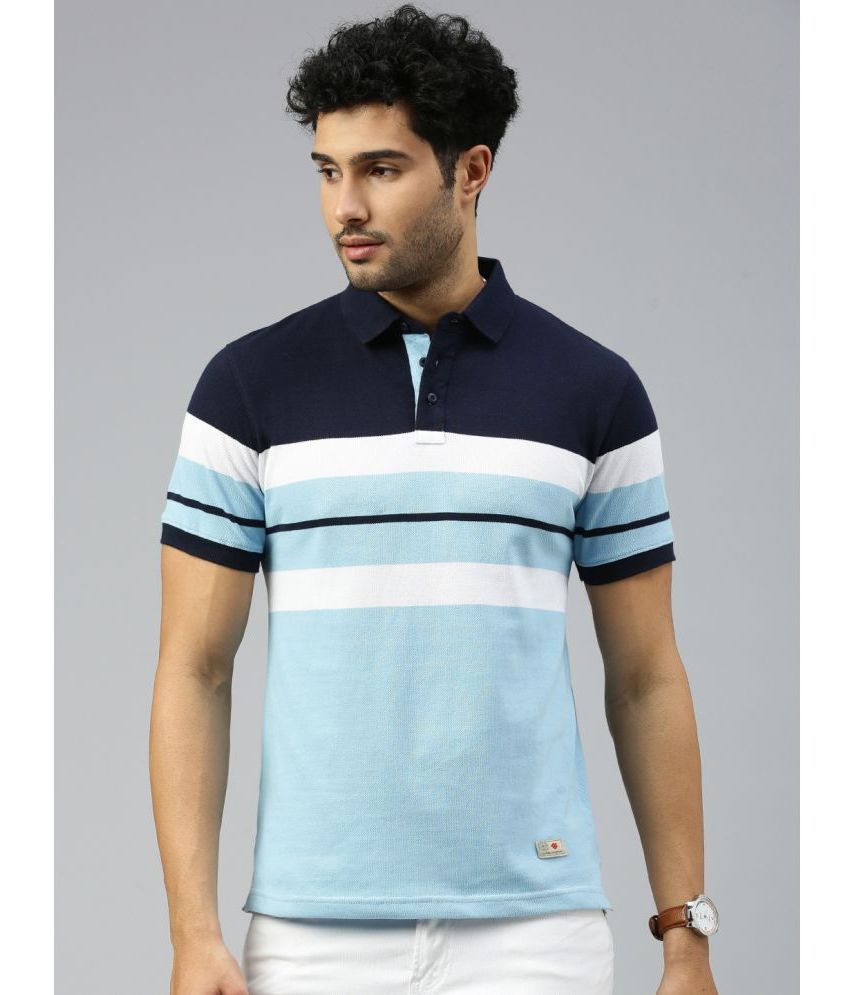     			ONN Cotton Regular Fit Striped Half Sleeves Men's Polo T Shirt - Sky Blue ( Pack of 1 )
