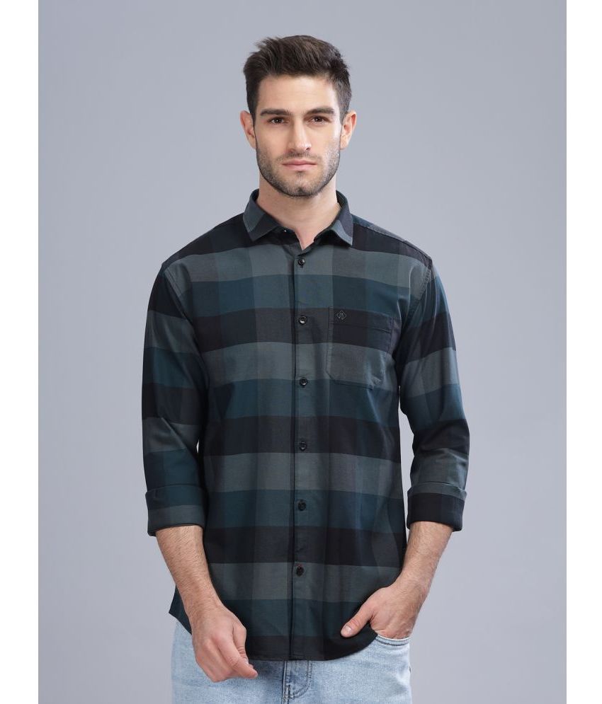     			Paul Street 100% Cotton Slim Fit Checks Full Sleeves Men's Casual Shirt - Green ( Pack of 1 )