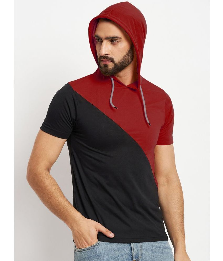     			RELANE Cotton Blend Regular Fit Colorblock Half Sleeves Men's T-Shirt - Maroon ( Pack of 1 )