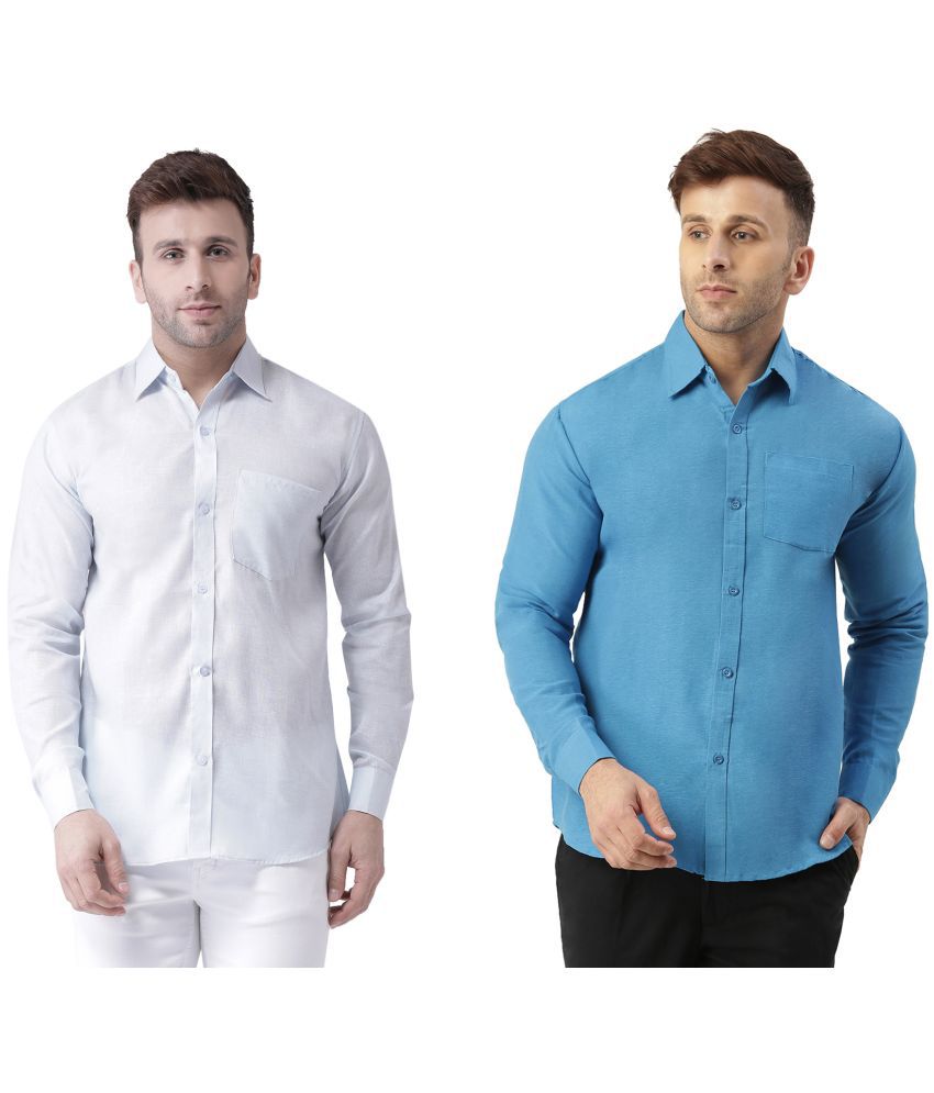     			RIAG 100% Cotton Regular Fit Solids Full Sleeves Men's Casual Shirt - Blue ( Pack of 2 )