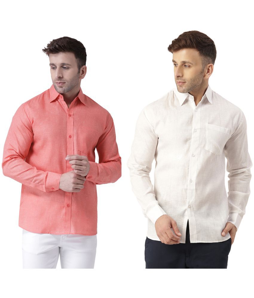     			RIAG 100% Cotton Regular Fit Solids Full Sleeves Men's Casual Shirt - Off White ( Pack of 2 )