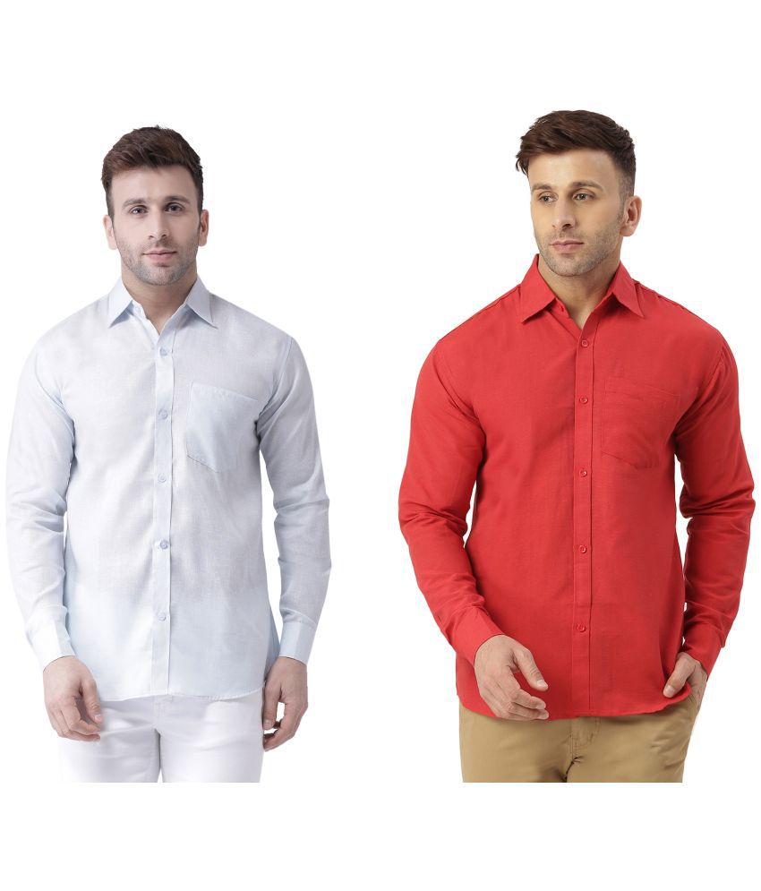     			RIAG 100% Cotton Regular Fit Solids Full Sleeves Men's Casual Shirt - Red ( Pack of 2 )