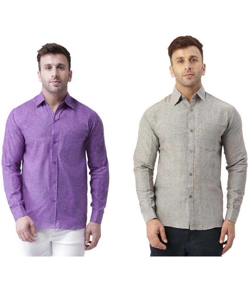     			RIAG 100% Cotton Regular Fit Self Design Full Sleeves Men's Casual Shirt - Grey ( Pack of 2 )