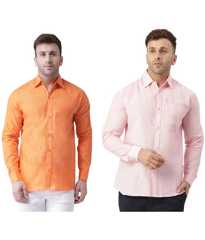     			RIAG 100% Cotton Regular Fit Self Design Full Sleeves Men's Casual Shirt - Pink ( Pack of 2 )