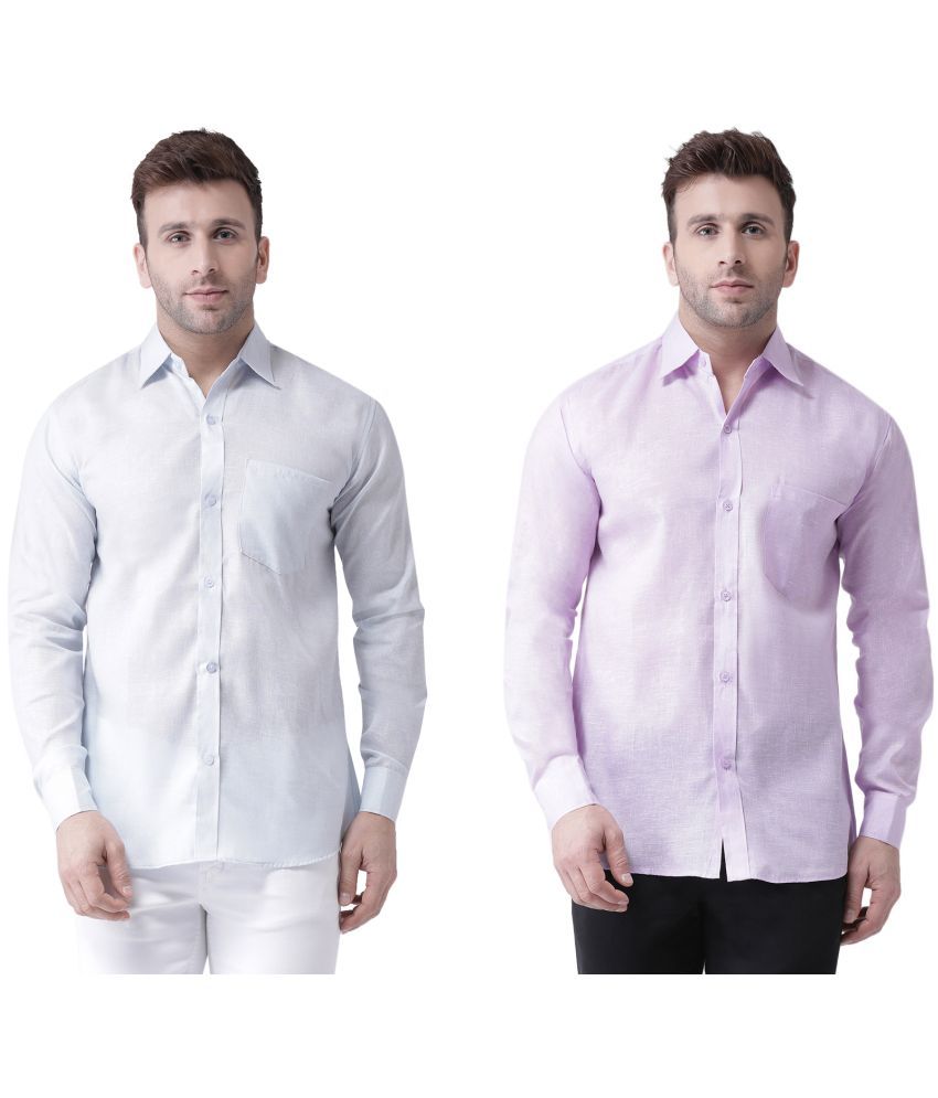     			RIAG 100% Cotton Regular Fit Self Design Full Sleeves Men's Casual Shirt - Lavender ( Pack of 2 )