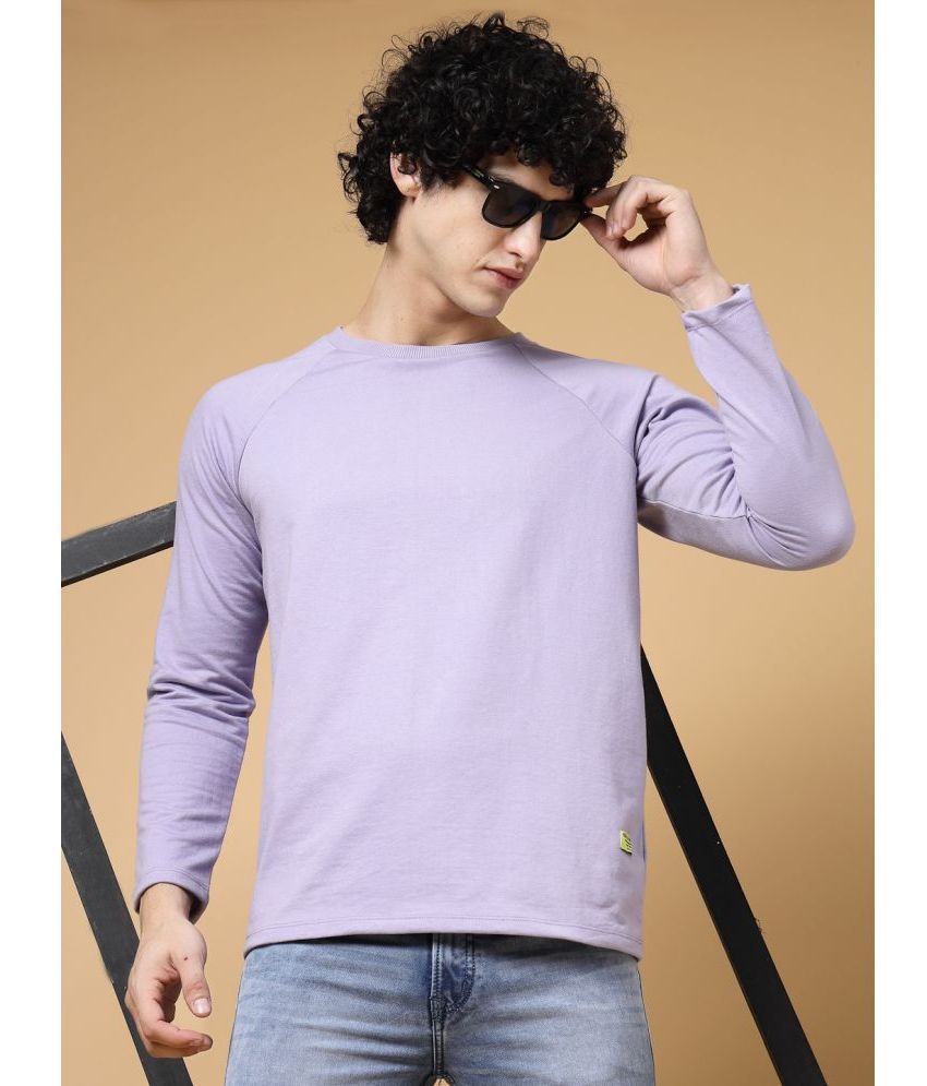     			Rigo Cotton Blend Regular Fit Printed Full Sleeves Men's T-Shirt - Lavender ( Pack of 1 )