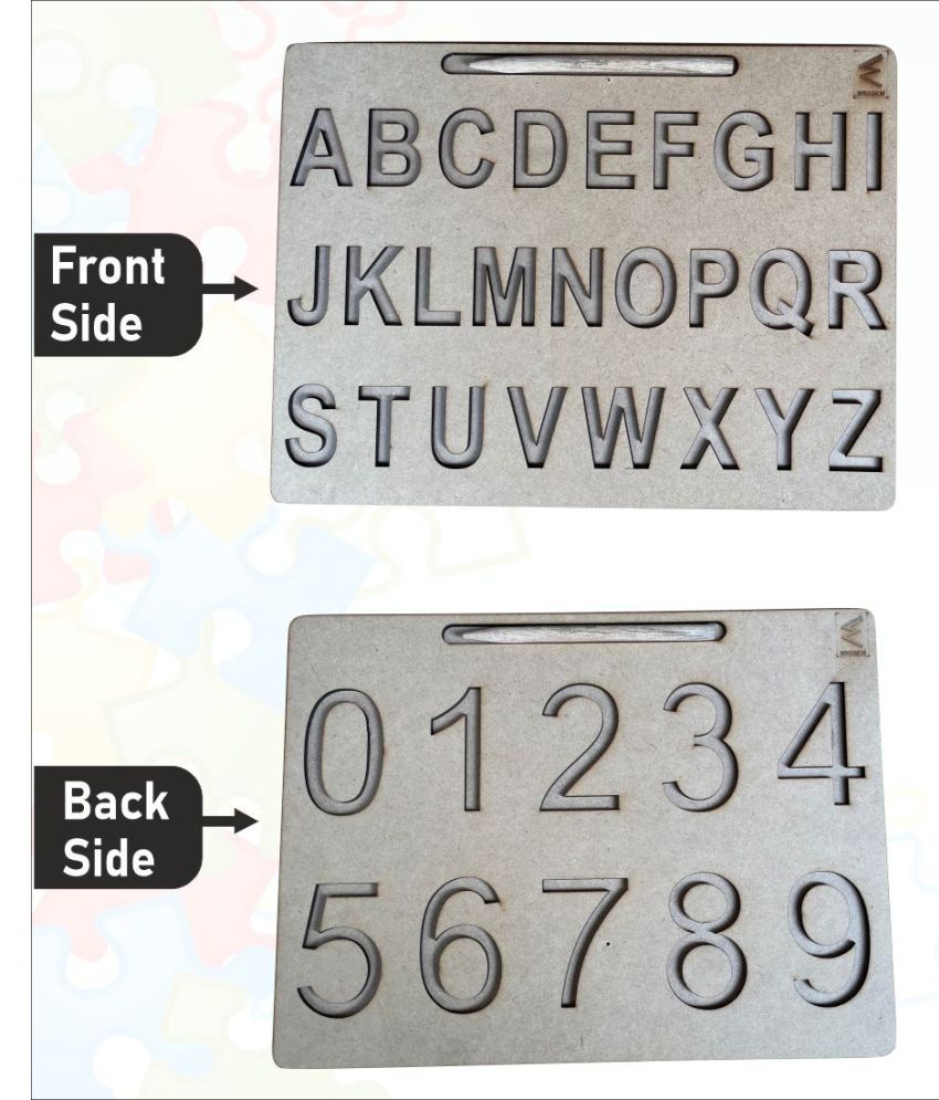     			Wooden Dual Side Capital Alphabet and Number Tracing Board for Kids | Educational Toys for Kids with Dummy Pencil