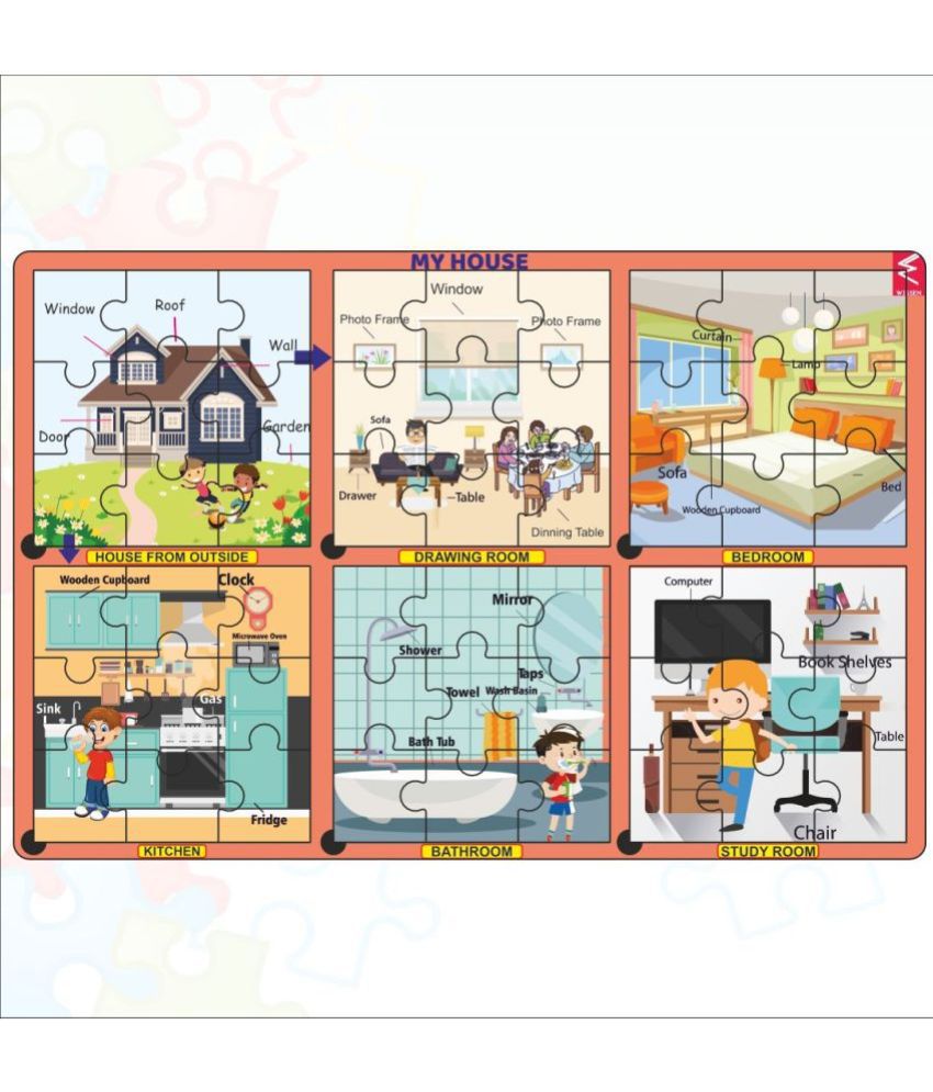     			Wooden My House Big size Jigsaw Puzzle- 12*18 inch | House Wooden Jigsaw Puzzle