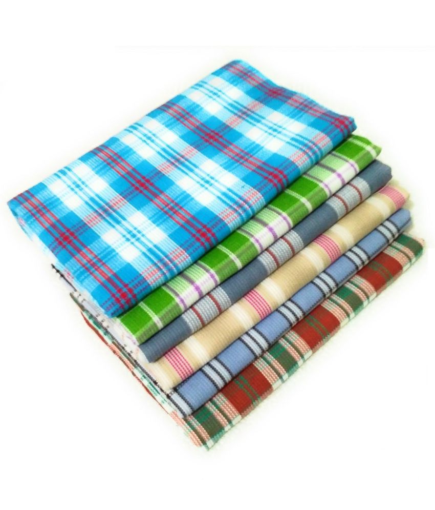     			Abhitex Cotton Checks Below 300 -GSM Bath Towel ( Pack of 6 ) - Multicolor
