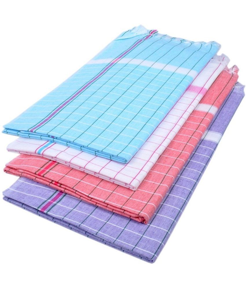     			Abhitex Cotton Checks Below 300 -GSM Bath Towel ( Pack of 1 ) - Multicolor