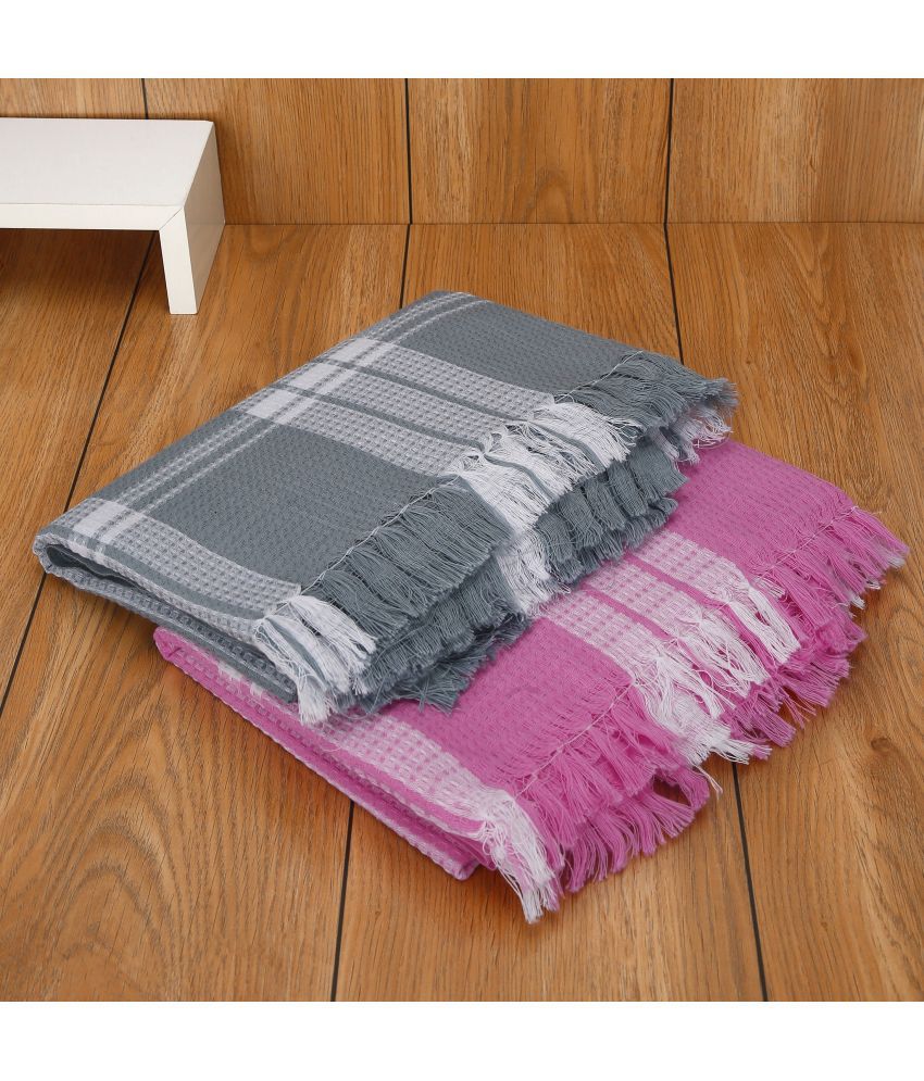     			Abhitex Cotton Self Design Below 300 -GSM Bath Towel ( Pack of 2 ) - Multicolor