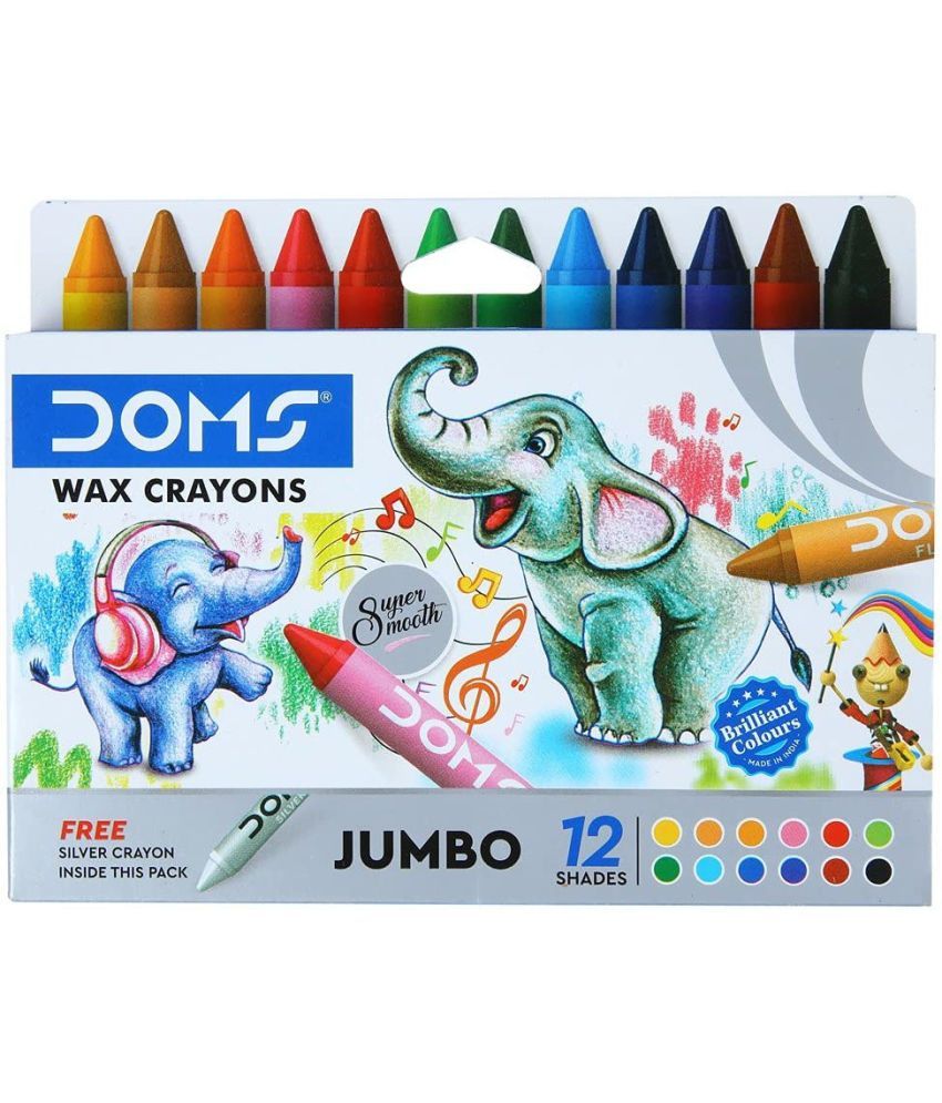     			DOMS Non-Toxic Jumbo Wax Crayon Set in Cardboard Box (Set of 10, Multicolor)
