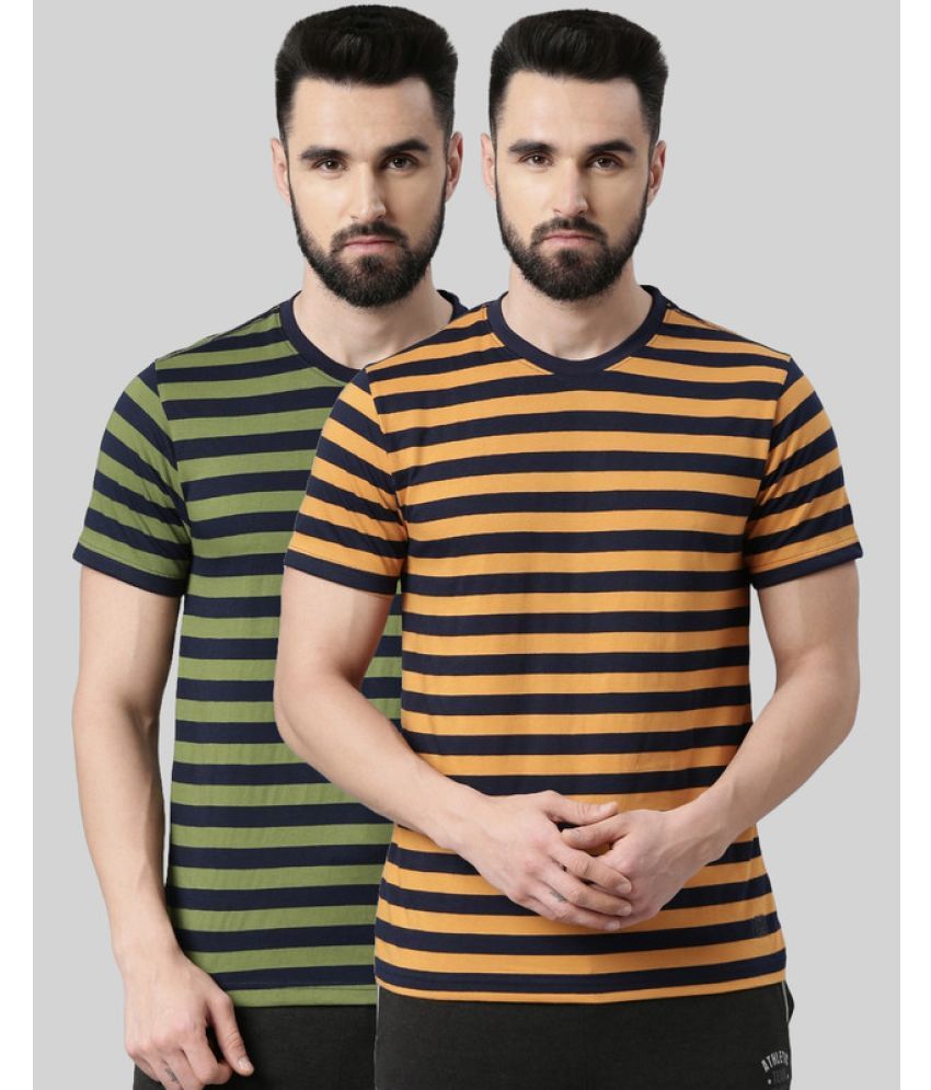     			Force NXT Cotton Blend Regular Fit Striped Half Sleeves Men's T-Shirt - Multicolor ( Pack of 2 )