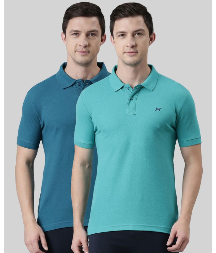     			Force NXT Cotton Blend Regular Fit Solid Half Sleeves Men's Polo T Shirt - Multicolor ( Pack of 2 )