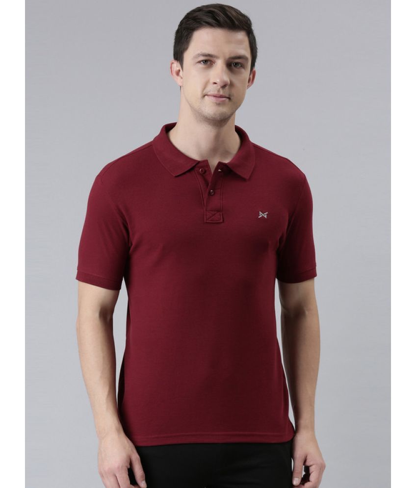     			Force NXT Cotton Blend Regular Fit Solid Half Sleeves Men's Polo T Shirt - Maroon ( Pack of 1 )