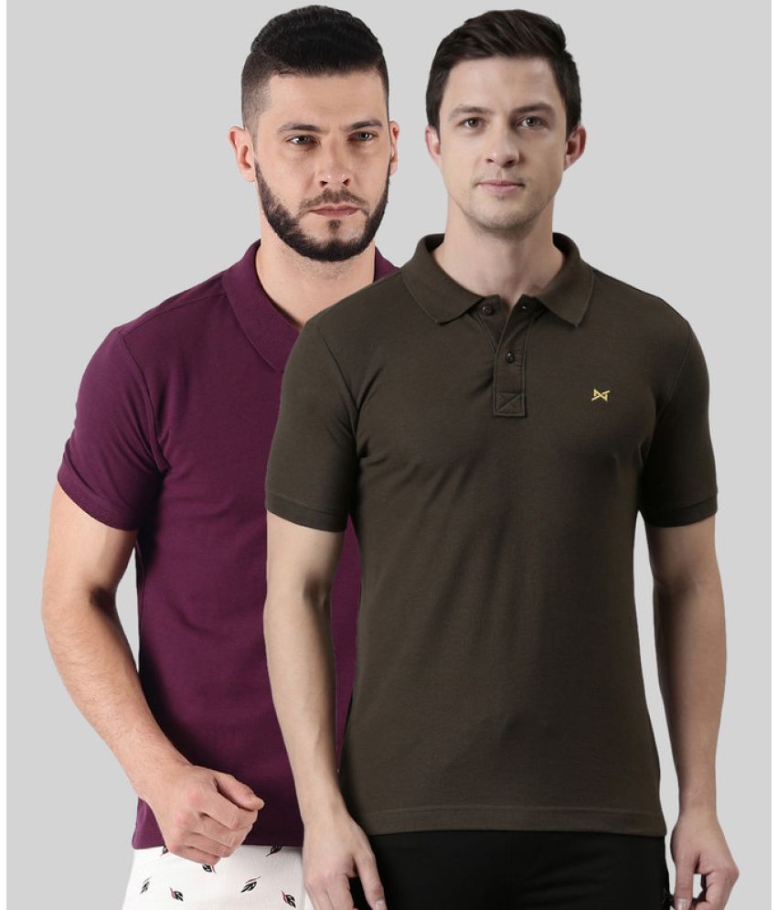     			Force NXT Cotton Blend Regular Fit Solid Half Sleeves Men's Polo T Shirt - Multicolor ( Pack of 2 )