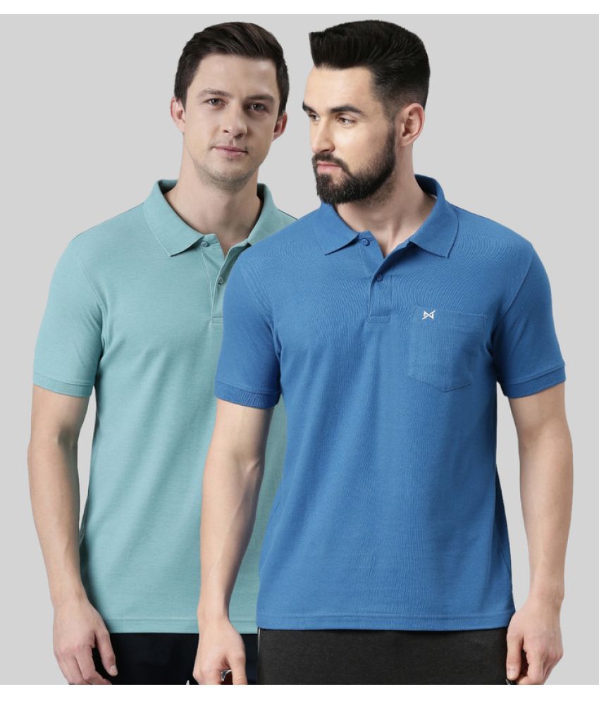     			Force NXT Cotton Blend Regular Fit Solid Half Sleeves Men's Polo T Shirt - Multicolor ( Pack of 2 )